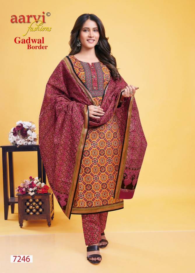 Aarvi Gadhwal Border Vol 9 Printed Cotton Readymade Dress Catalog

